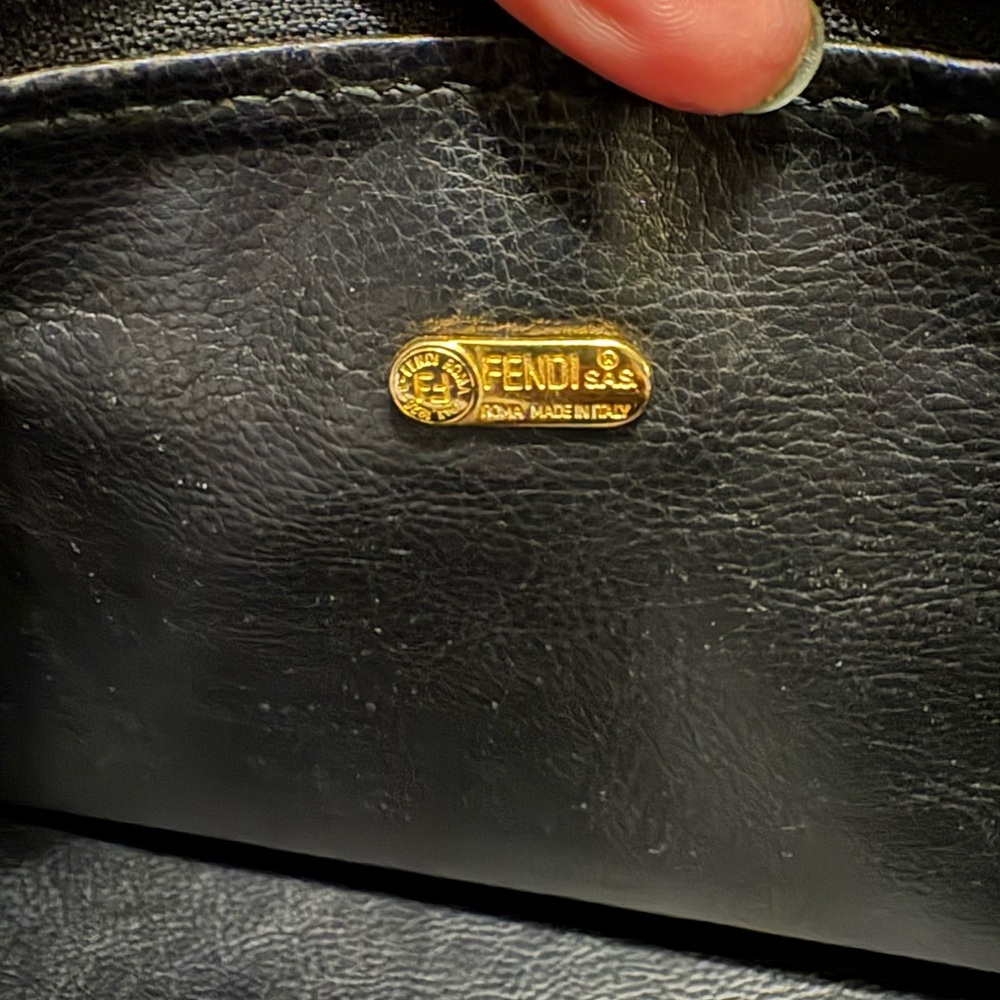 Vintage Fendi Embossed Black Leather Bag comes with COA - Picture 11 of 14